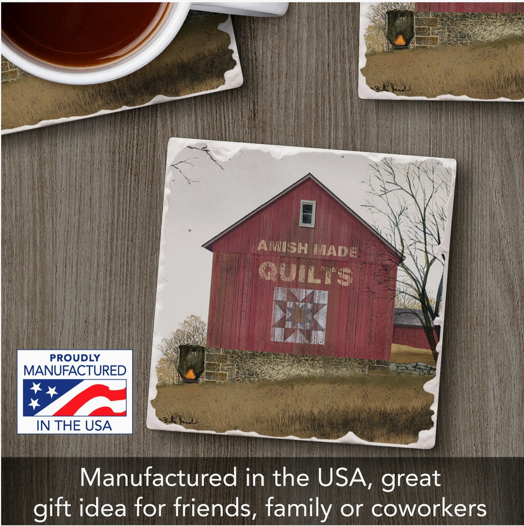 Quilt Barn Single Absorbent Stone Tumbled Tile Coaster