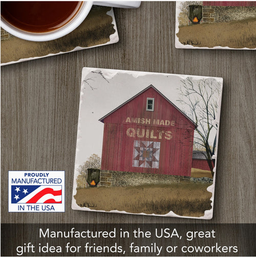 Quilt Barn Single Absorbent Stone Tumbled Tile Coaster