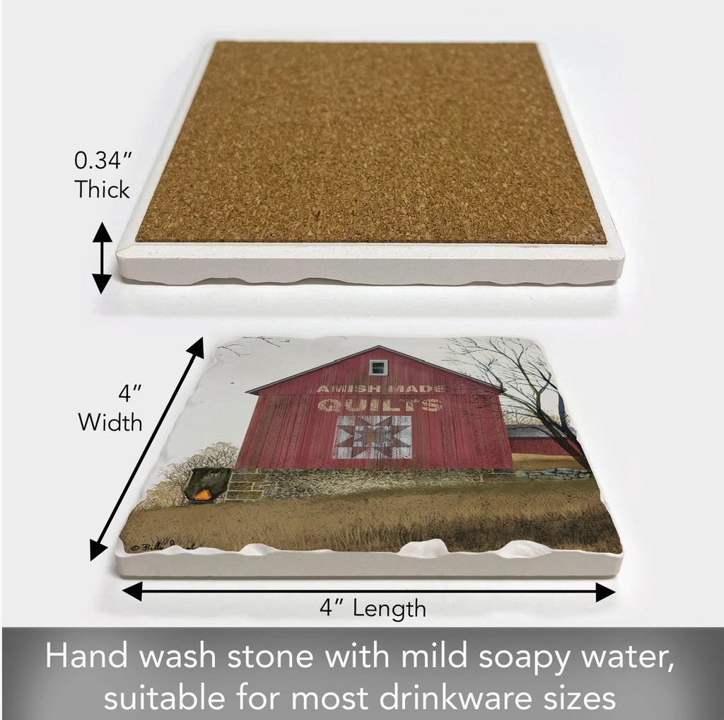 Quilt Barn Single Absorbent Stone Tumbled Tile Coaster