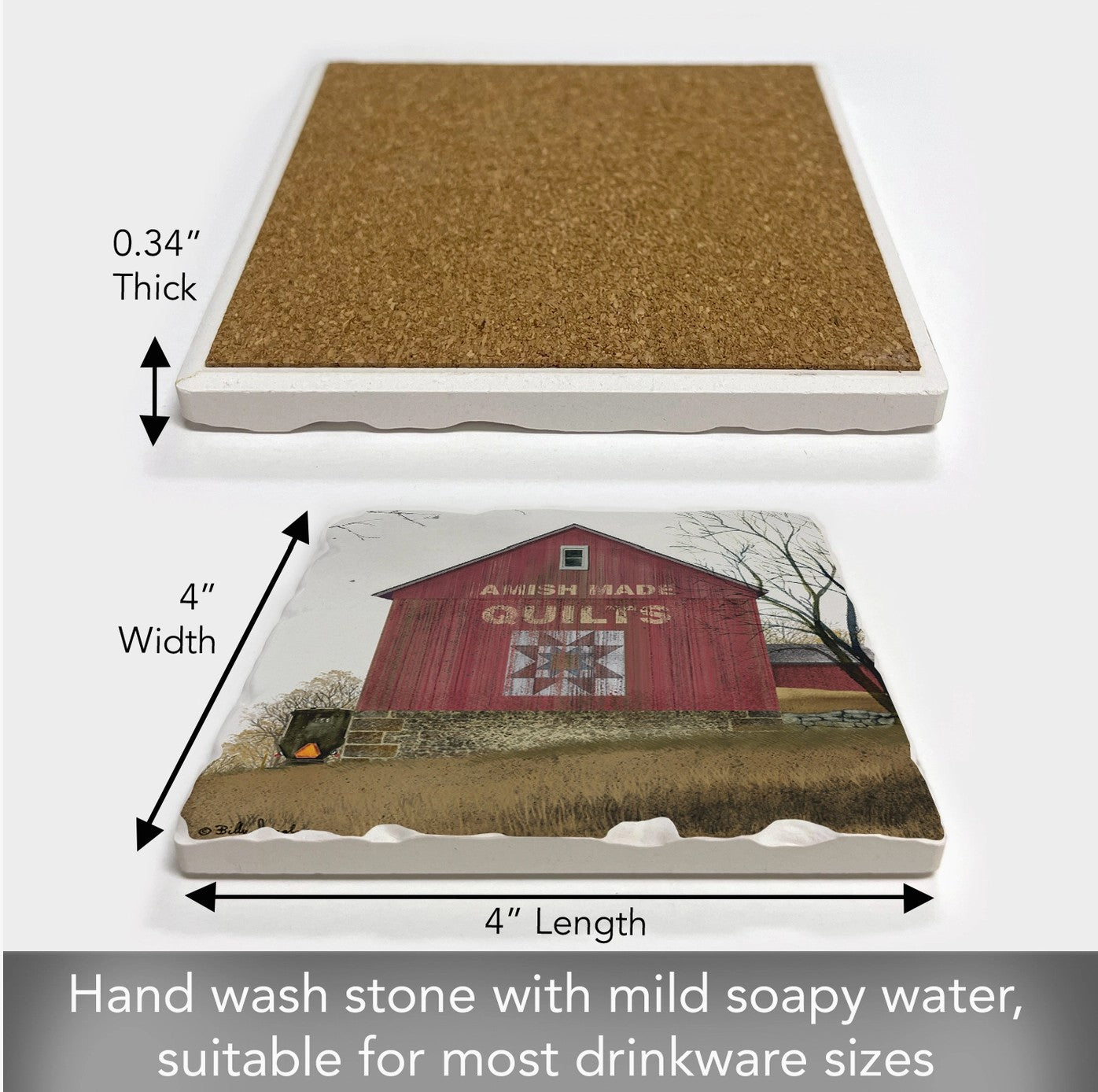Quilt Barn Single Absorbent Stone Tumbled Tile Coaster