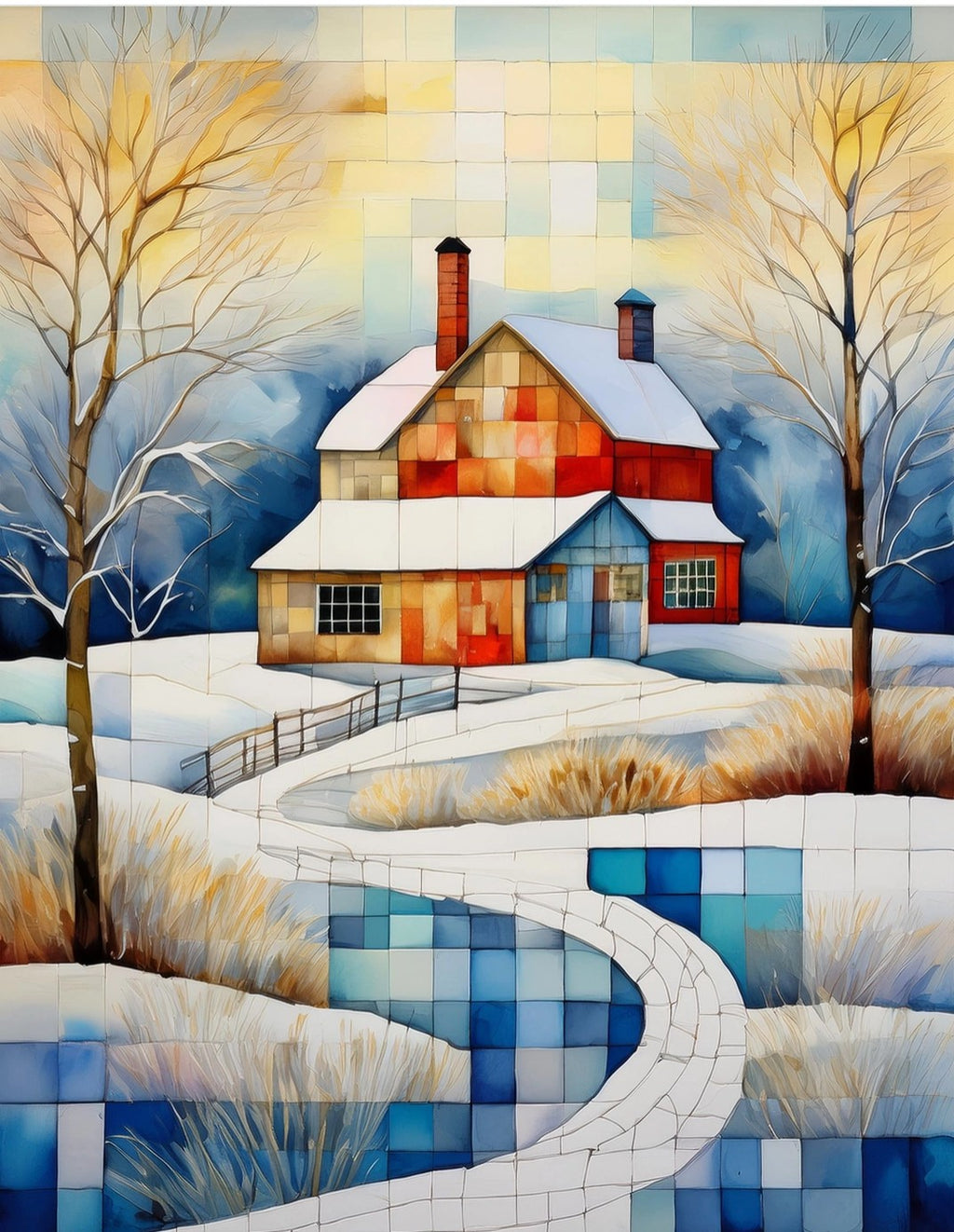 Quiltberry Farm Quilted Countryside Blank Greeting Card