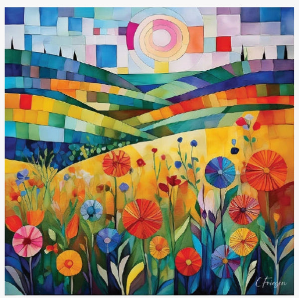 Quiltberry Farm Quilted Meadow Blank Greeting Card