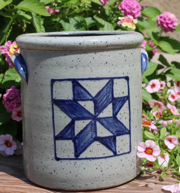 Rowe Pottery 1/2 Gallon Crock - Barn Quilt