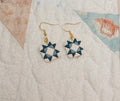 Simple Blues Quilt Block Dangle Earrings by Sydni Carlson Art