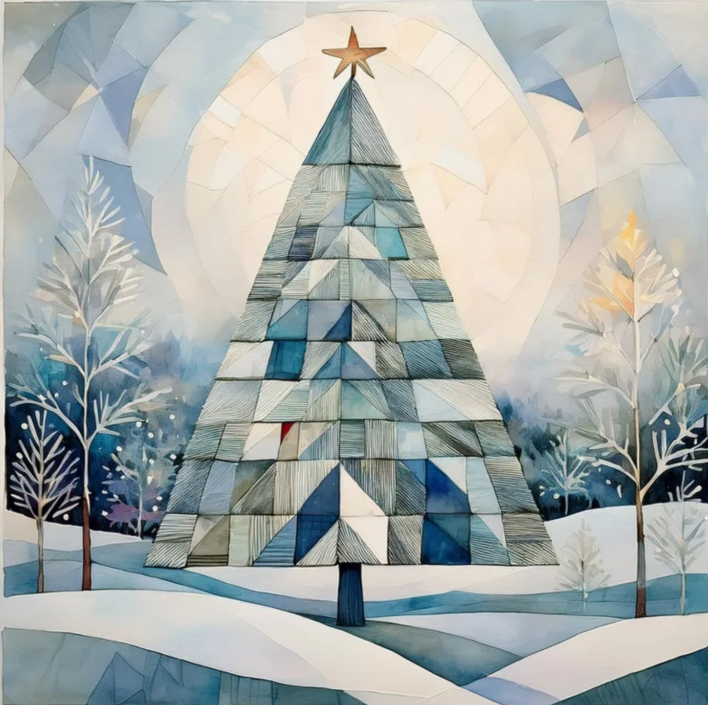 Quiltberry Farm Sky Fir Blank Greeting Card