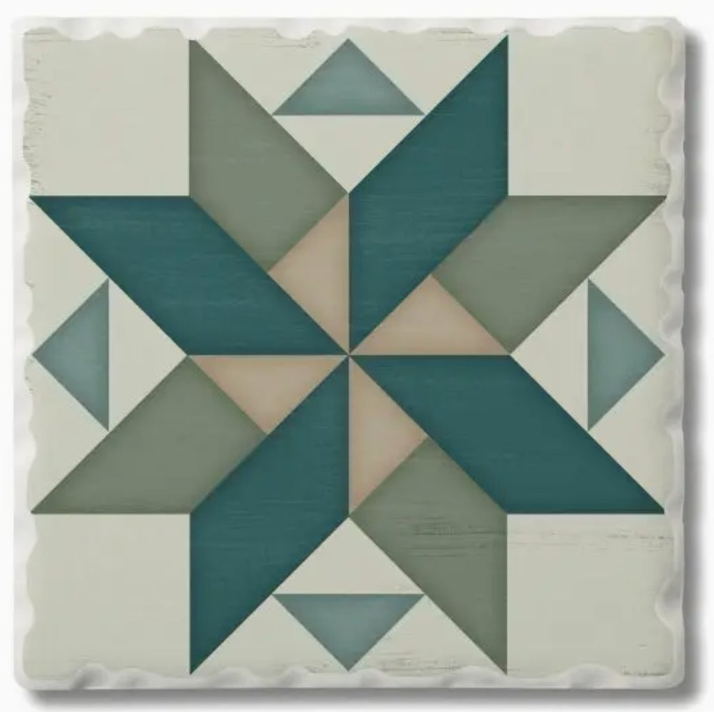 Spinning Star Single Absorbent Stone Tumbled Tile Coaster