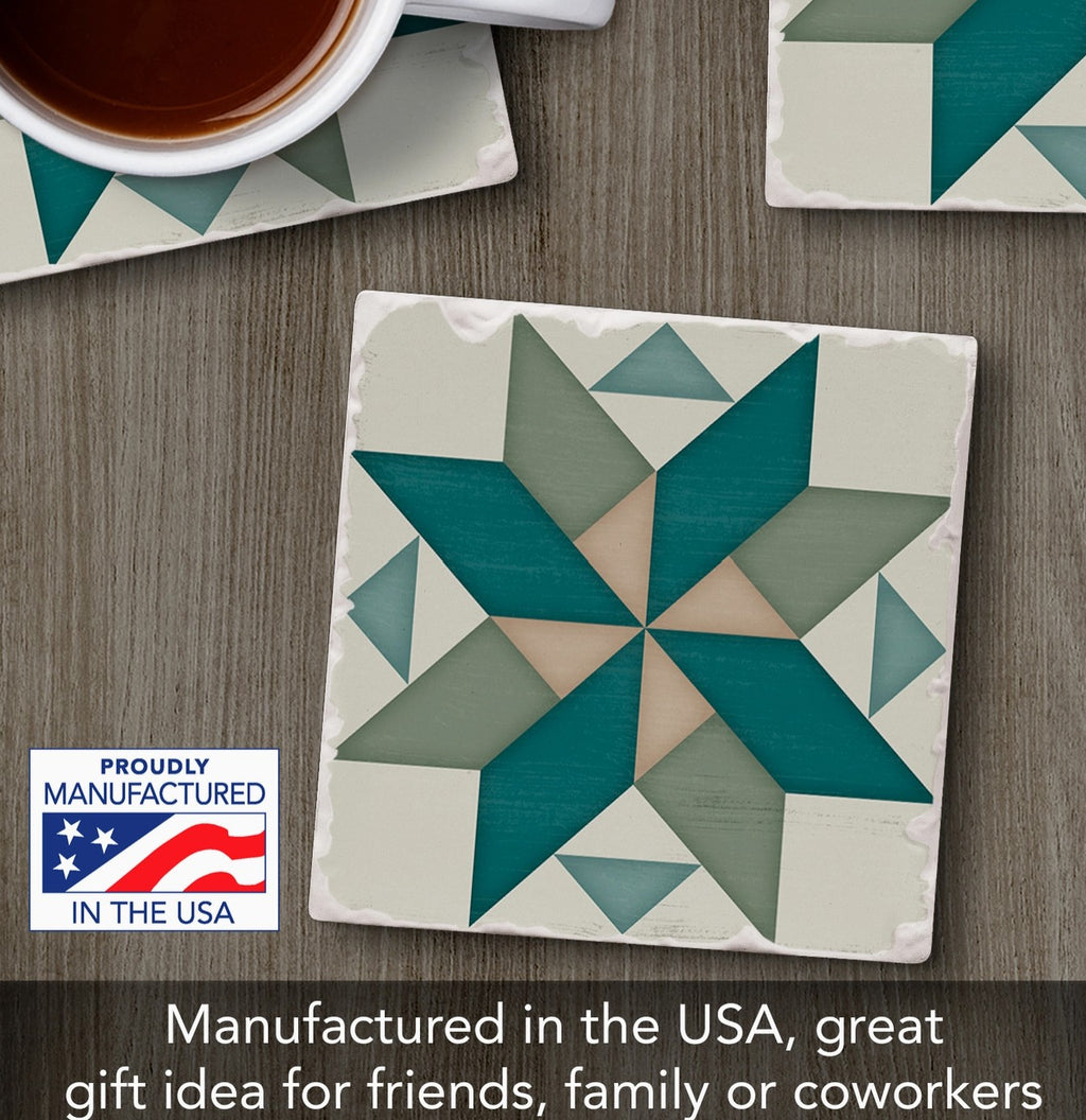 Spinning Star Single Absorbent Stone Tumbled Tile Coaster