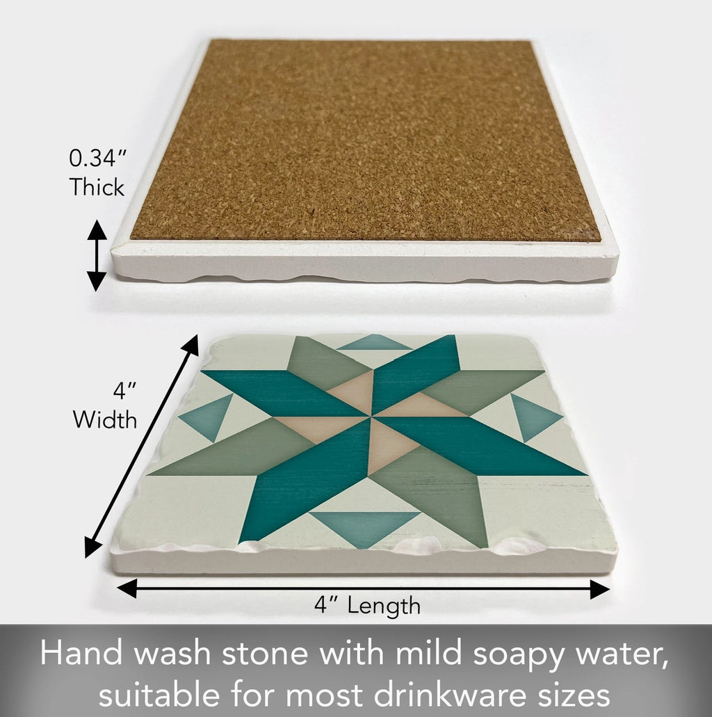 Spinning Star Single Absorbent Stone Tumbled Tile Coaster