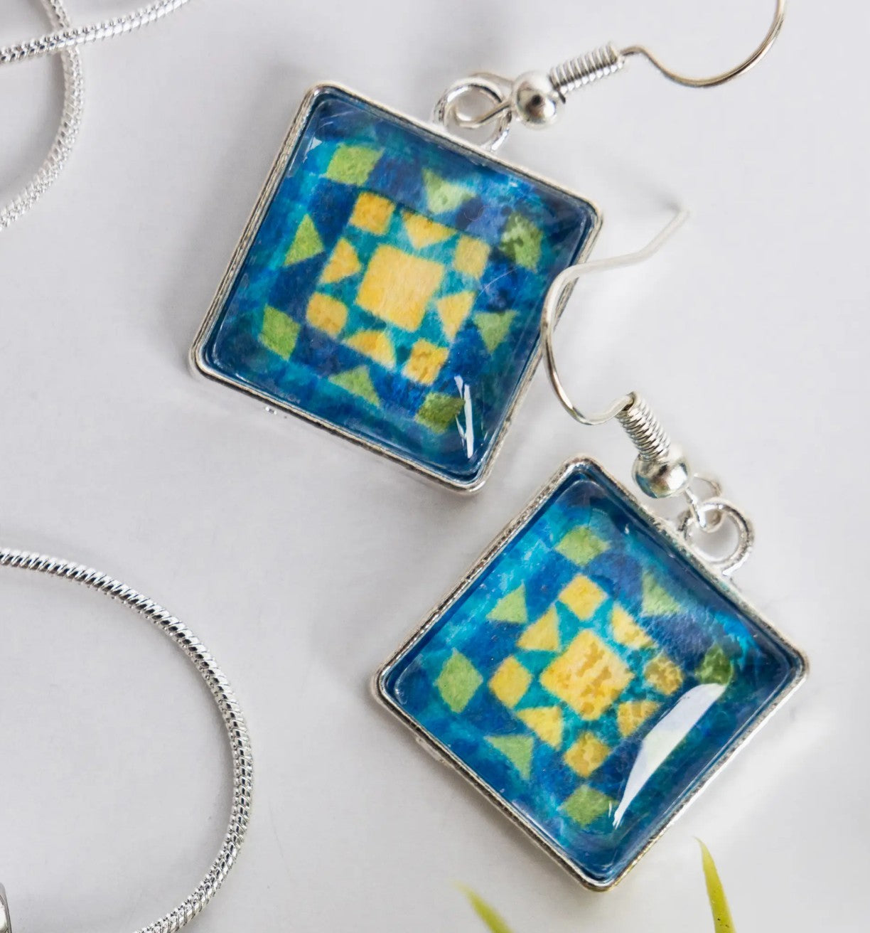 Star Pass Dangle Earrings by Quilt Design Jewelry
