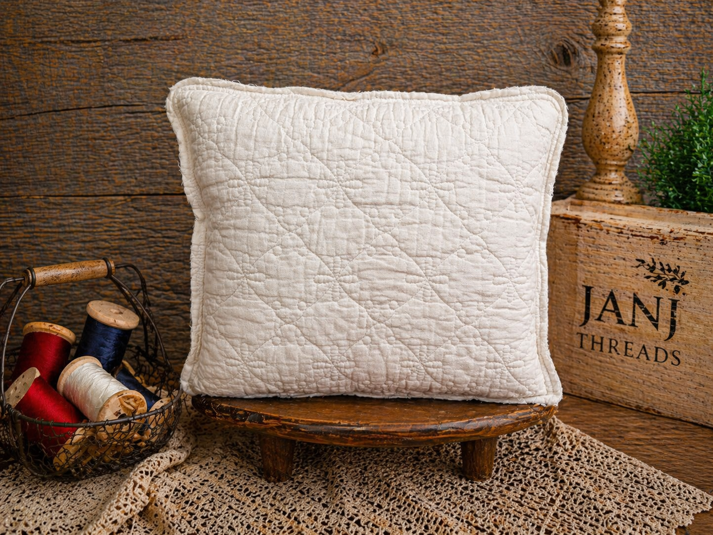 Rosie's Red, White and Blue Vintage Quilt - Star and Bars Pillow