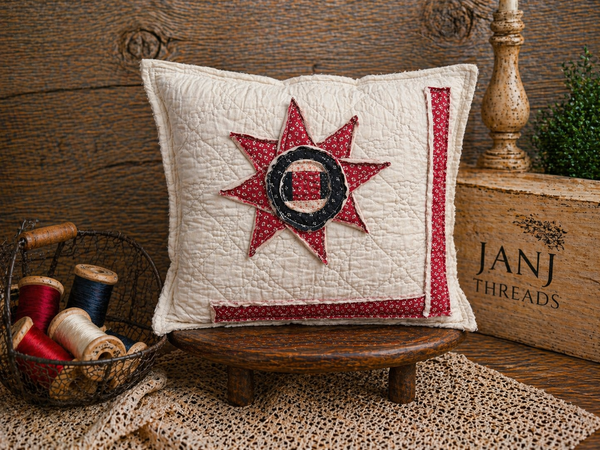 Rosie's Red, White and Blue Vintage Quilt - Star and Bars Pillow