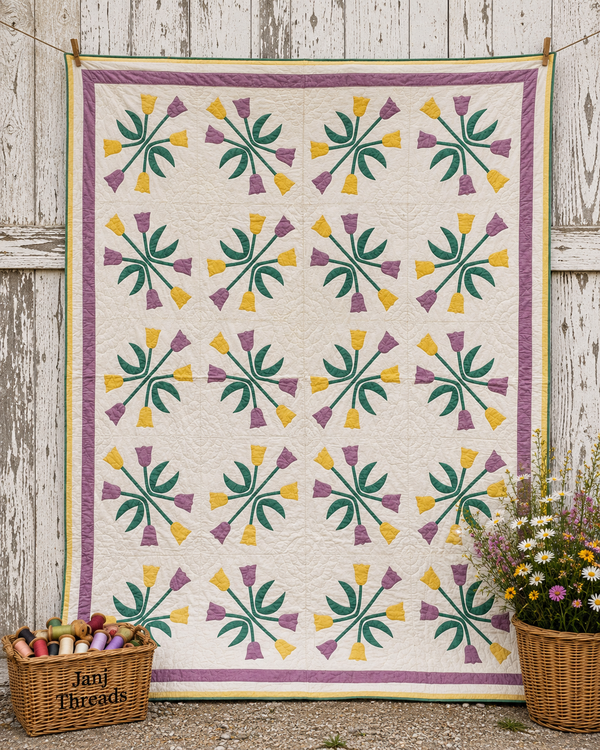 Vintage Tulip Applique Quilt