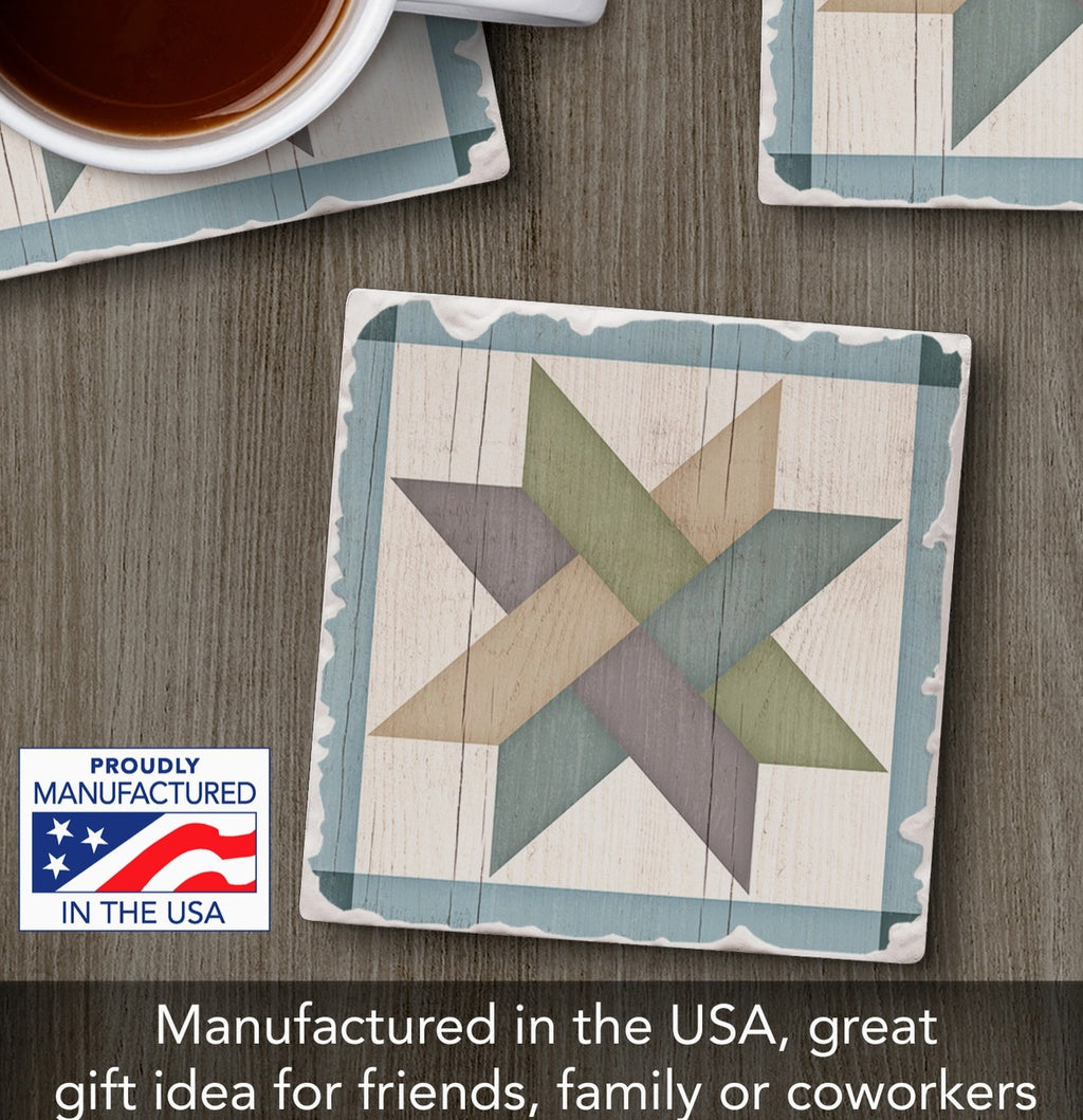 Weave Star Quilt Design Single Absorbent Stone Tumbled Tile Coaster