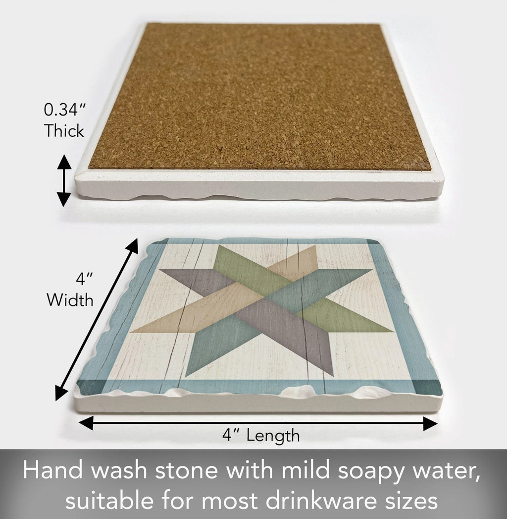 Weave Star Quilt Design Single Absorbent Stone Tumbled Tile Coaster