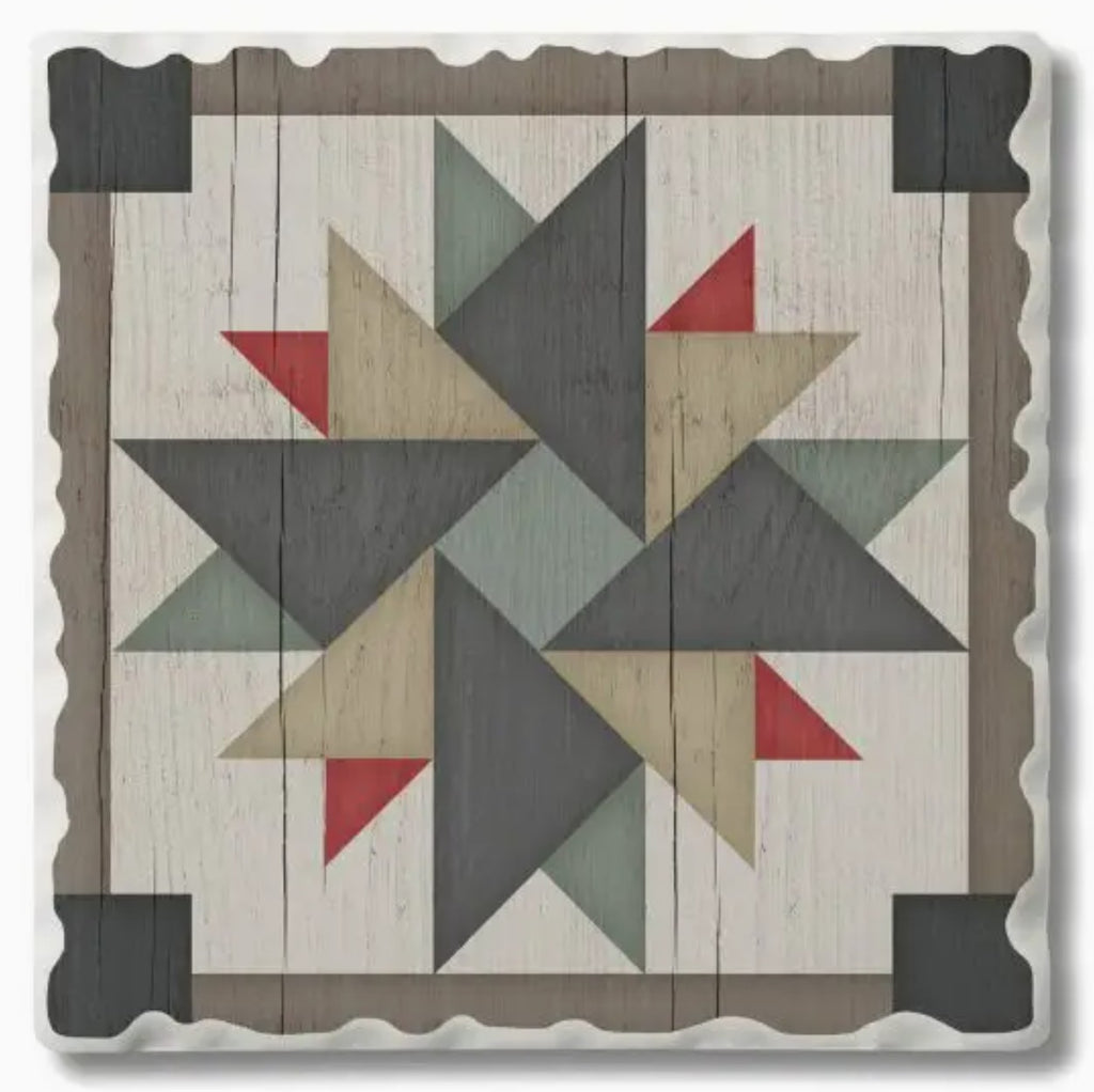 Windmill Quilt Design Single Absorbent Stone Tumbled Tile Coaster