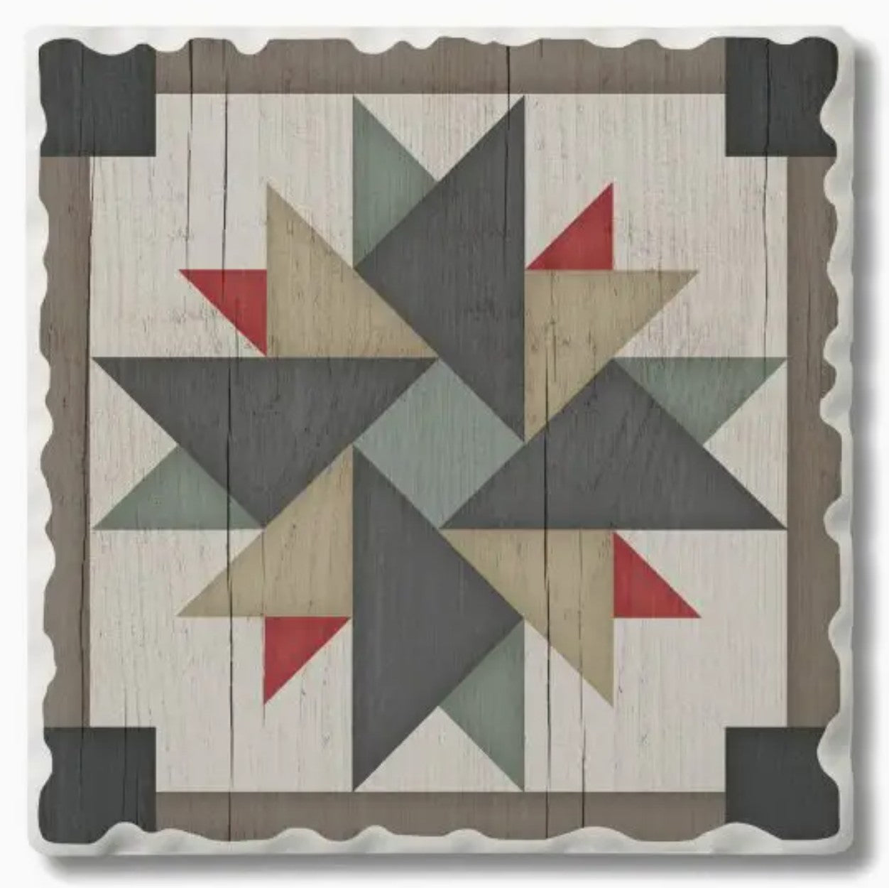 Windmill Quilt Design Single Absorbent Stone Tumbled Tile Coaster