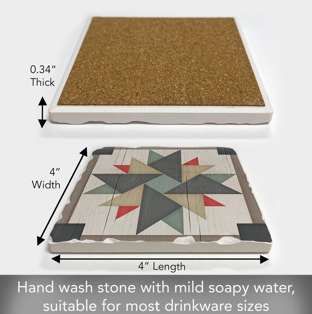 Windmill Quilt Design Single Absorbent Stone Tumbled Tile Coaster