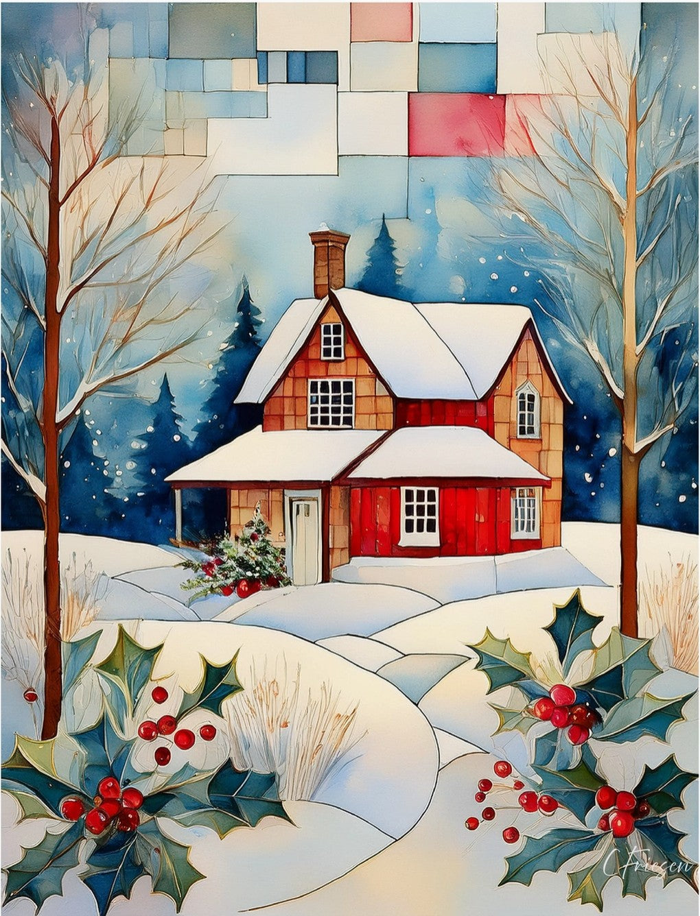 Quiltberry Farm Winter's Blanket Blank Greeting Card