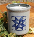 Rowe Pottery Candle Crock - Barn Quilt