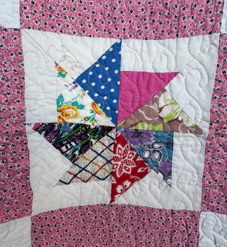 Vintage Kindred Pinwheel Quilt - Feed Sack
