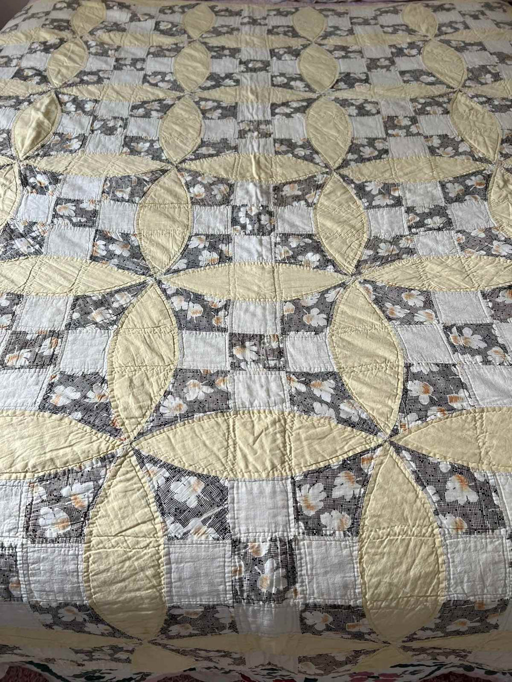Vintage Quilt Glorified Nine Patch Yellow