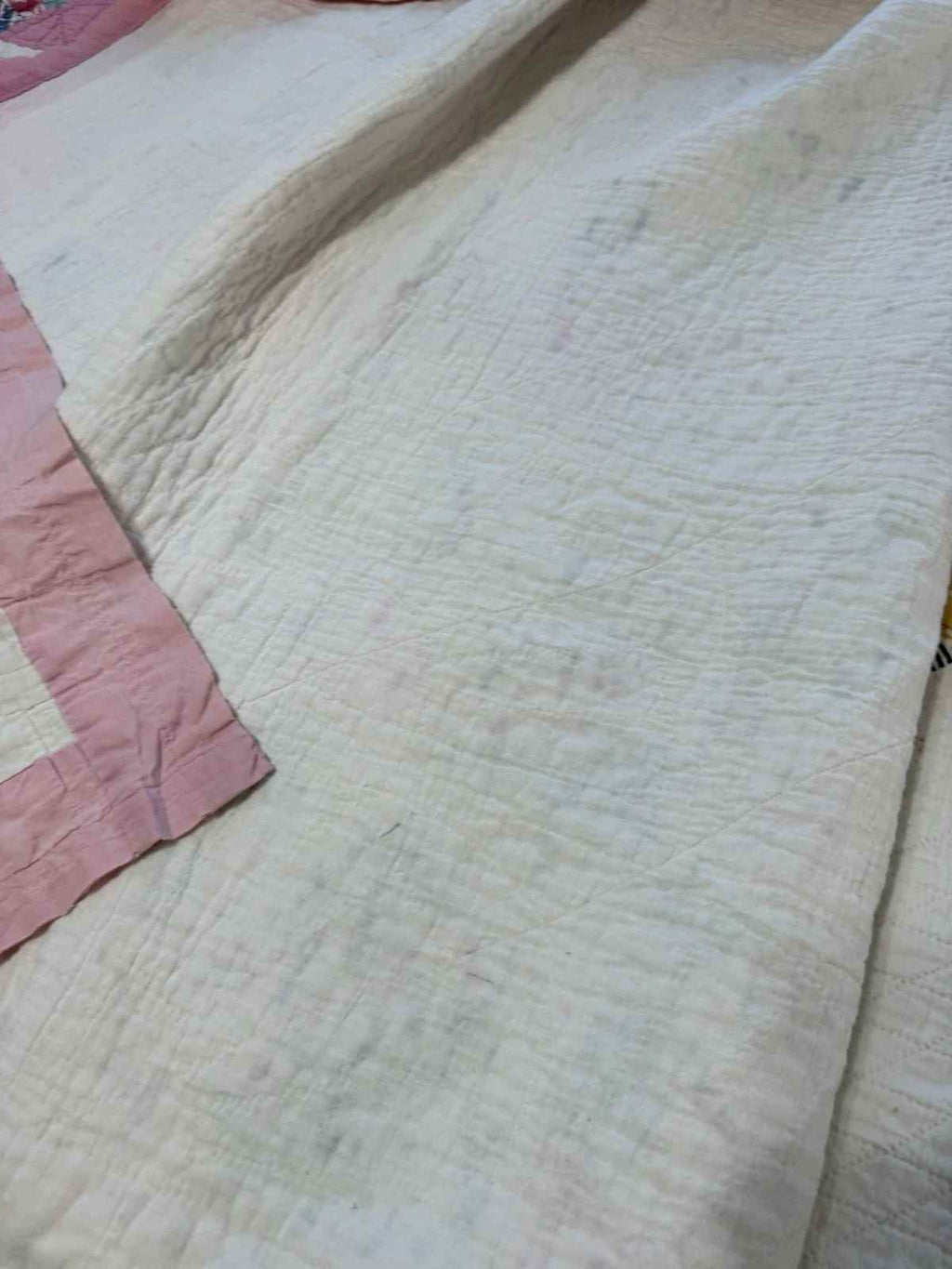 **SOLD** Vintage Grandmother's Fan Pink Feed Sack Quilt **SOLD**